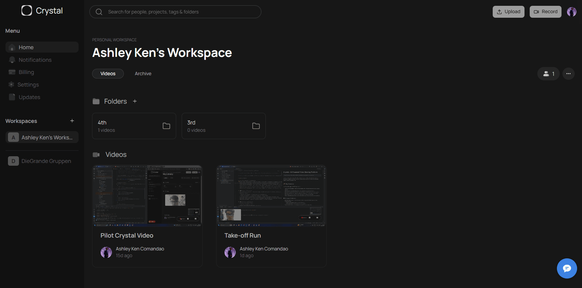Crystal Home Page Screenshot